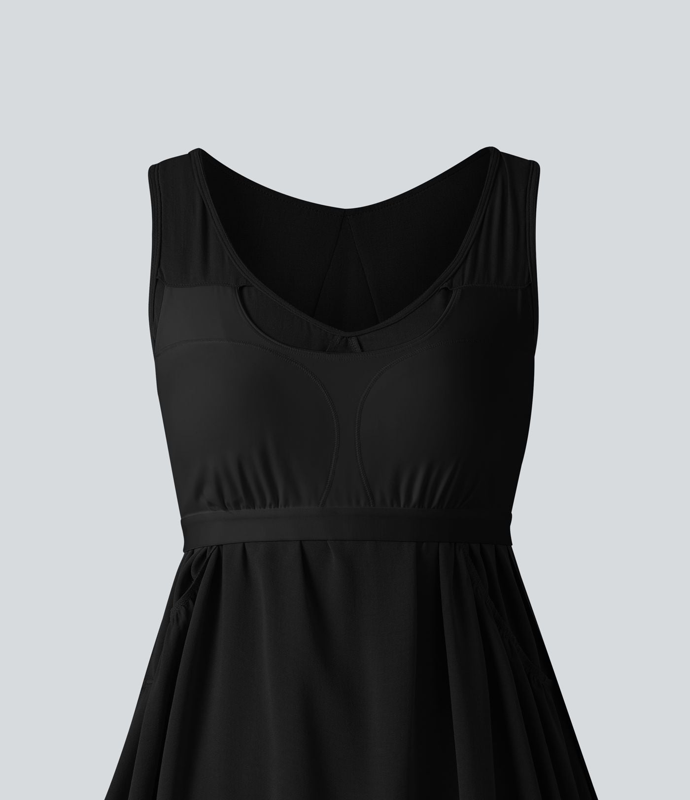 Robe mini sans manches col V avec soutien-gorge intégré, effet lin