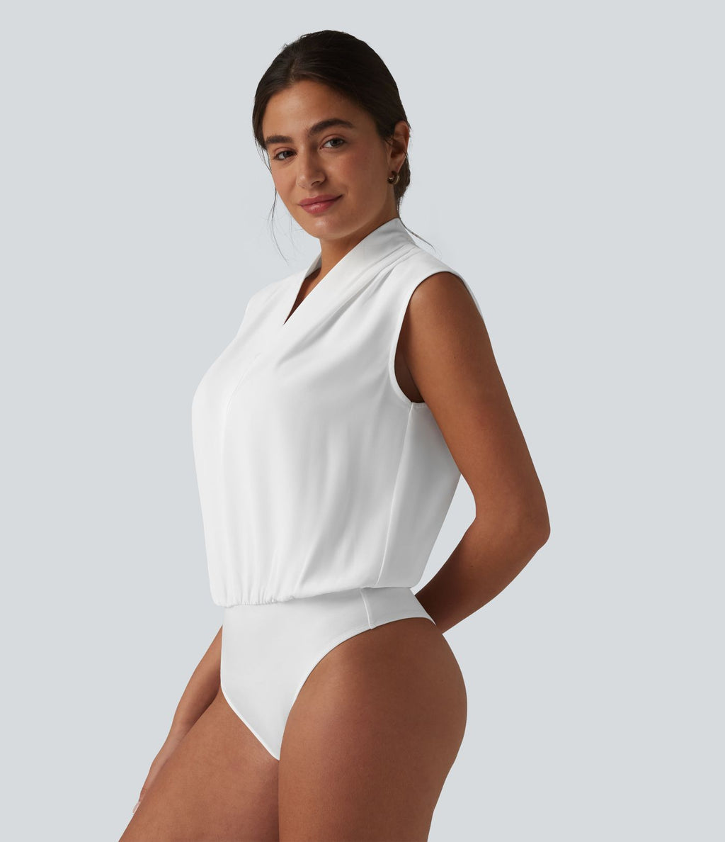 Body tailleur sans manches col V