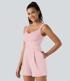 Combinaison décontractée à col en V avec soutien-gorge intégré et poches - Édition Easy Peasy