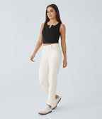 Jean 7/8 décontracté taille haute avec poches et jambe droite Halara Flex™