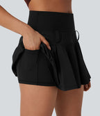 Jupe mini plissée 2-en-1 Softlyzero™ séchage rapide taille haute avec poche - Réversible devant et dos