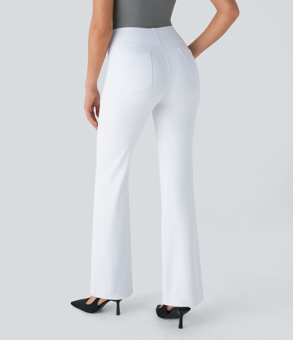 Pantalon tailleur légèrement évasé taille haute avec poches arrière Halara Flex™