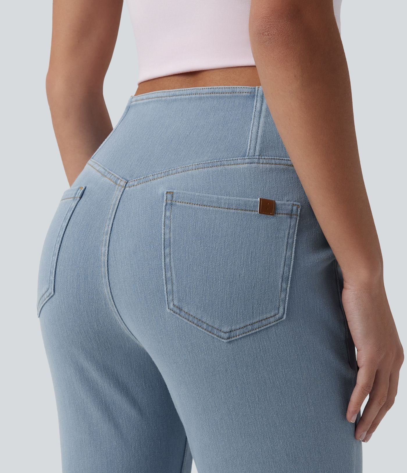 Halara Flex™ - Jean Ultra Evasé Tricot Extensible Lavé Poches Croisées Taille Haute