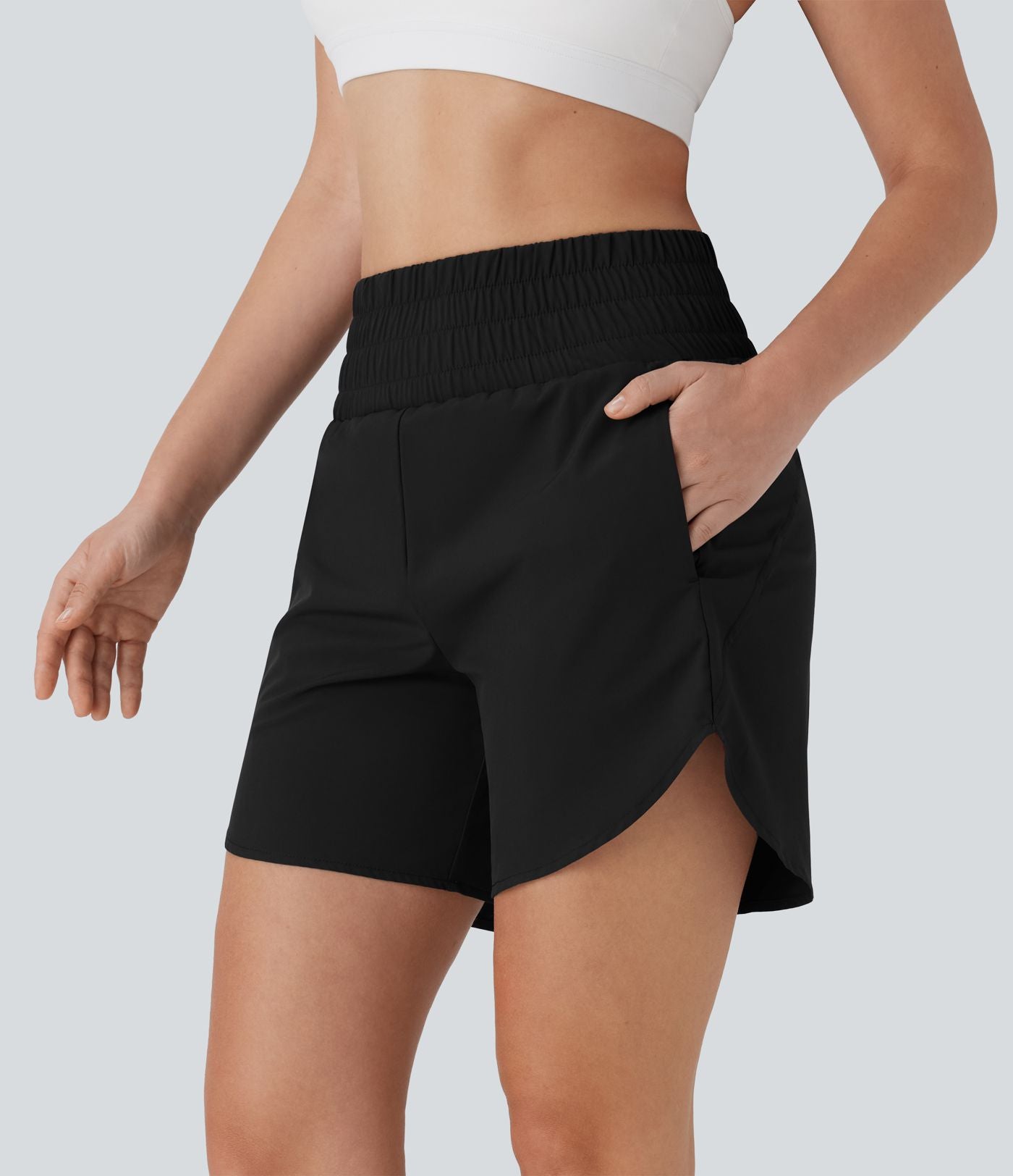 Short de course 2-en-1 Breezeful™ taille haute, poches multiples, ourlet arrondi, séchage rapide 12,5 cm - Longueur prolongée