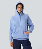 Sweat-shirt coton polaire à capuche cordon de serrage manches longues avec poches