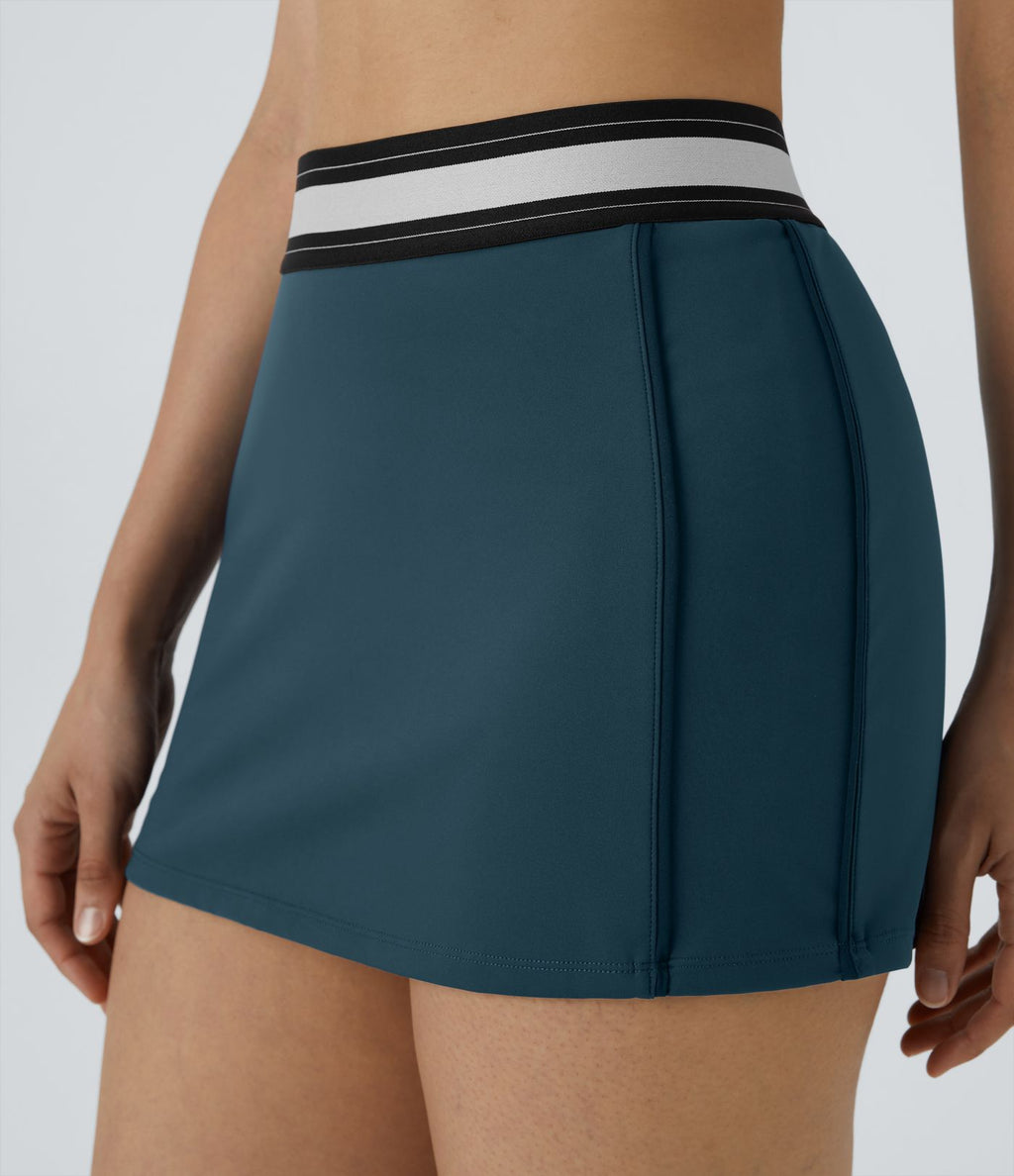 Jupe de tennis SoftlyZero™ Airy micro mini 2-en-1 à taille haute et color block ajustée au corps à effet frais InstantCool