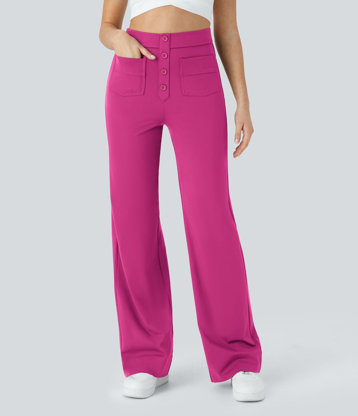 Pantalon taille haute coupe droite DayStretch avec poches
