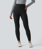Legging casual taille haute en daim avec poches