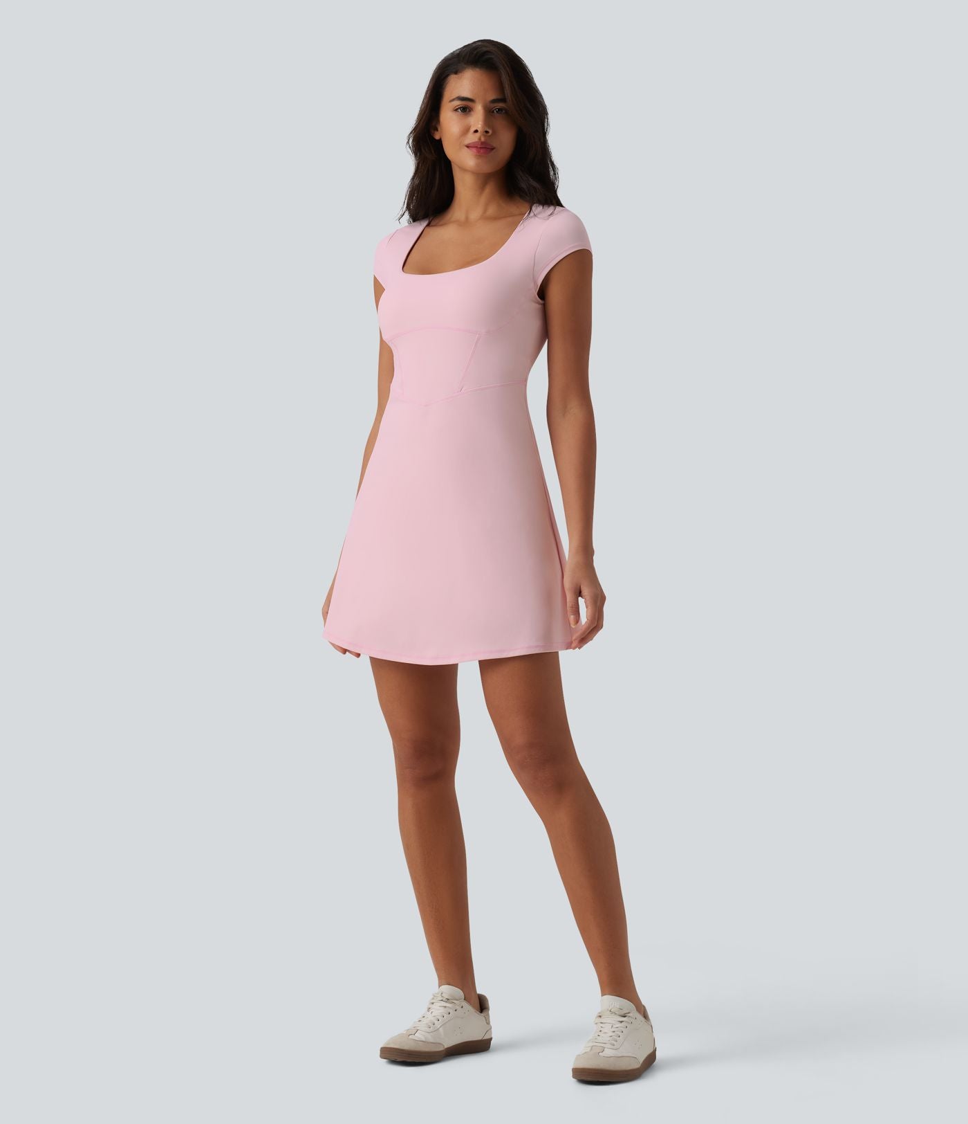 Robe décontractée mini 2-en-1 Softlyzero™ Plush à col carré style corset avec poche