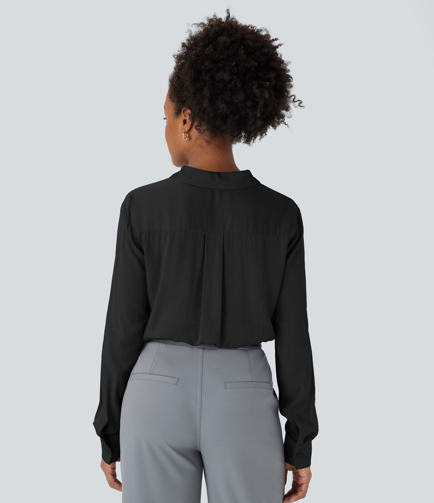 Chemise de travail à col, boutons, manches longues et plis