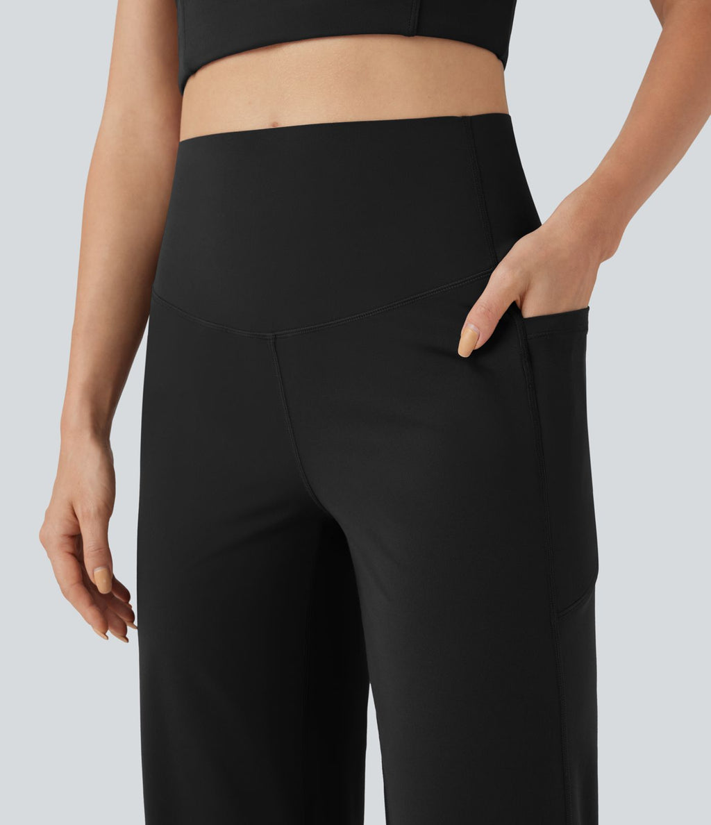 Pantalon de yoga droit gainant taille haute avec poches Halara UltraSculpt™
