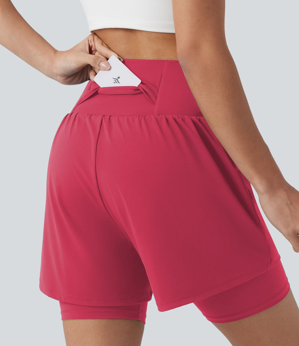 Short de yoga SoftlyZero™ Airy 2-en-1 taille ultra-haute effet frais InstantCool 17,5 cm avec poches