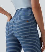 Halara Flex™ Jeggings capri décontracté à rayures fendues taille haute ventre plat avec poches