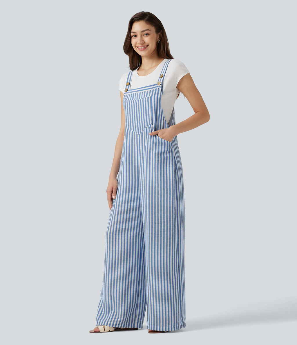 Salopette casual rayée effet lin avec poches