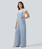 Salopette casual rayée effet lin avec poches