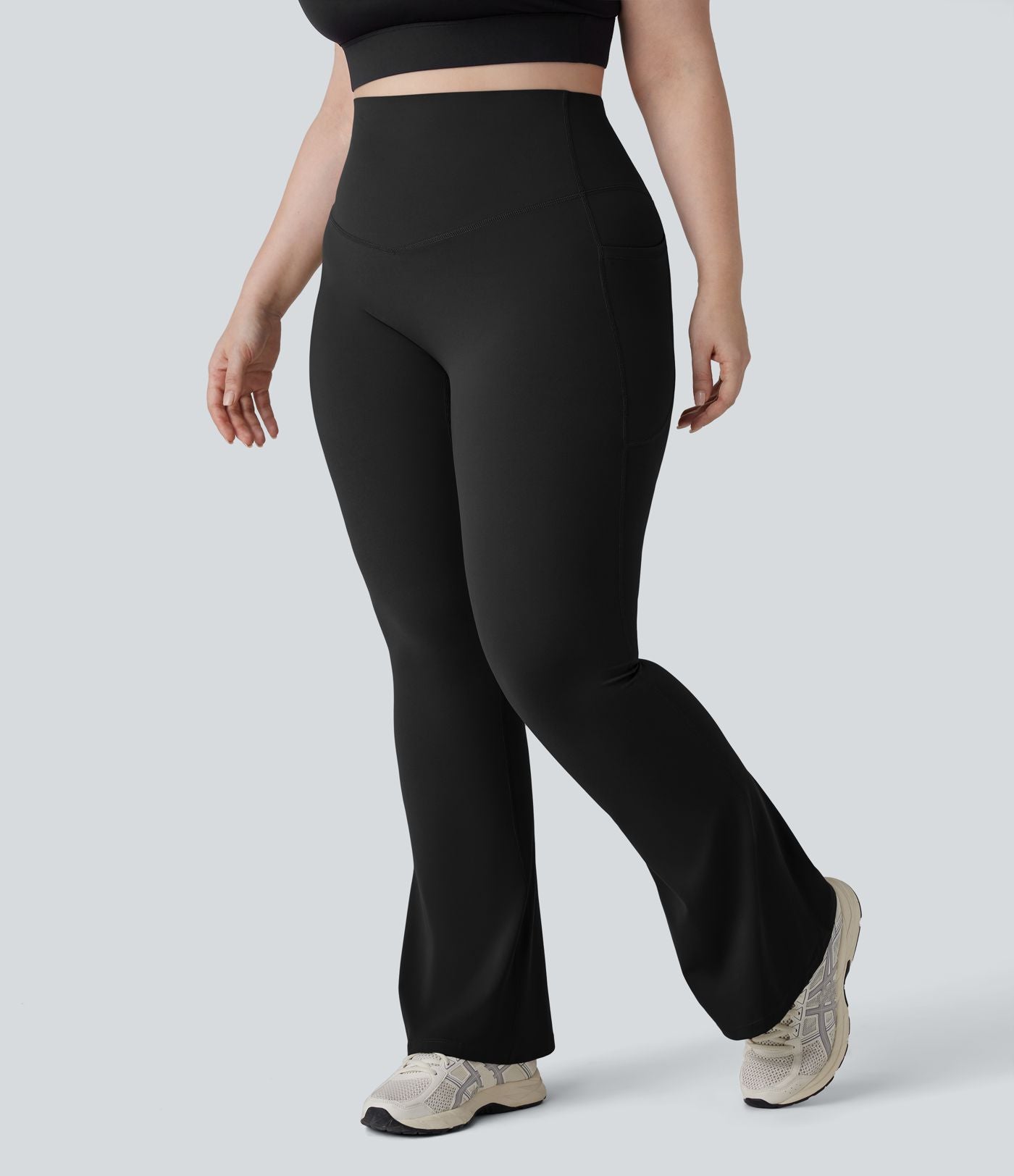 Pantalon de yoga à coupe bootcut gainant taille haute grande taille avec poches Halara UltraSculpt™
