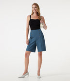 Short tailleur baggy taille haute avec boutons décoratifs et poches