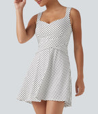 Robe sport de tennis mini 2-en-1 à pois avec brassière intégrée et poches - Édition Easy Peasy