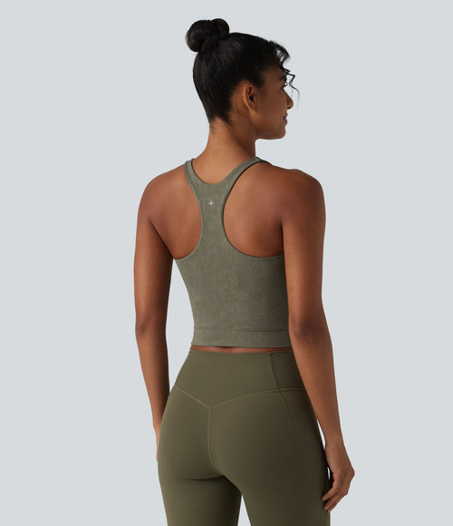 Brassière de sport courte col U dos nageur avec brassière intégrée