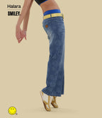Halara X Smiley® Halara Flex™ Jean large décontracté asymétrique taille basse en lyocell délavé avec poches
