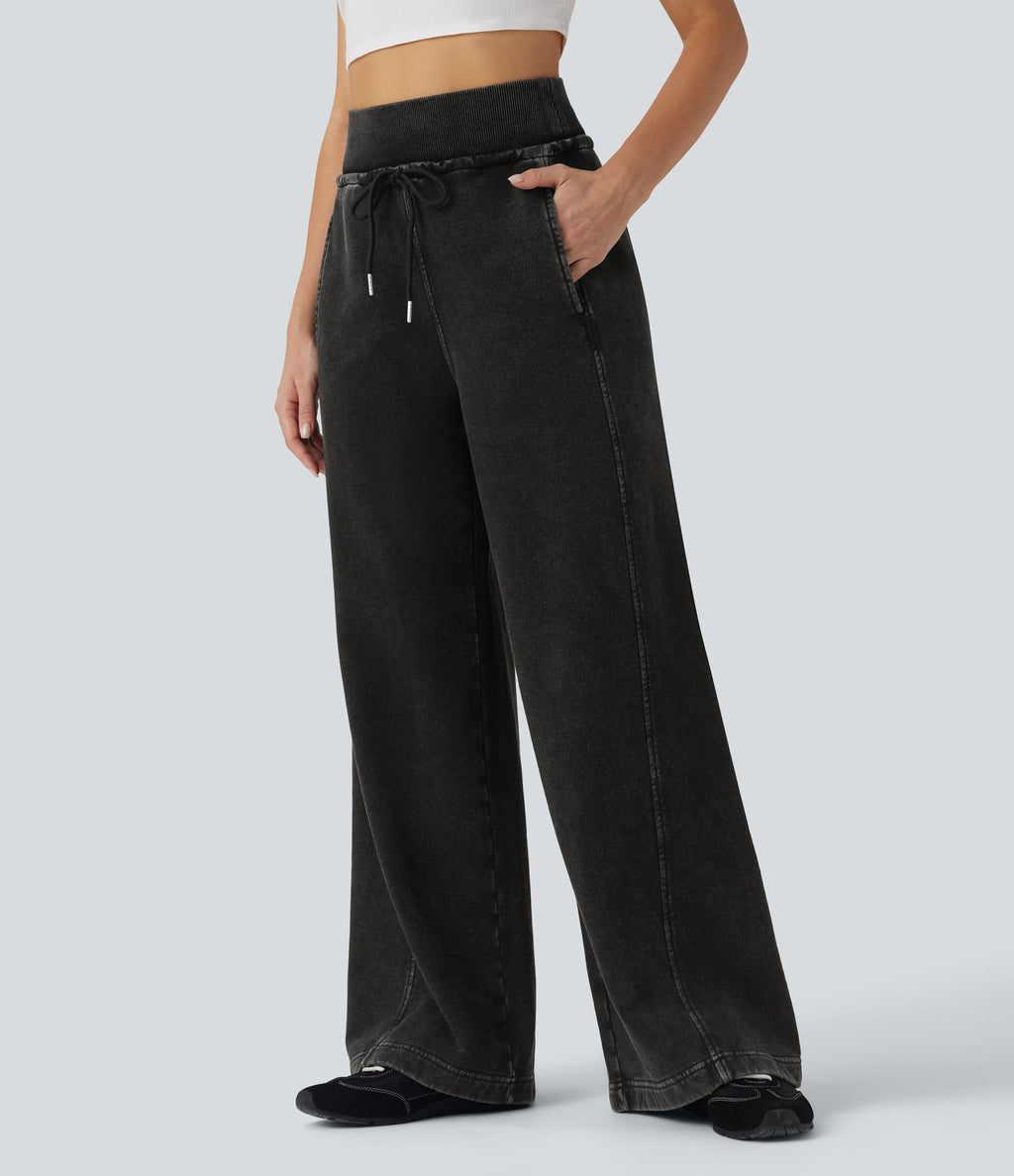 Jean jogging baggy Halara Flex™ molleton français taille haute avec cordon de serrage et poches