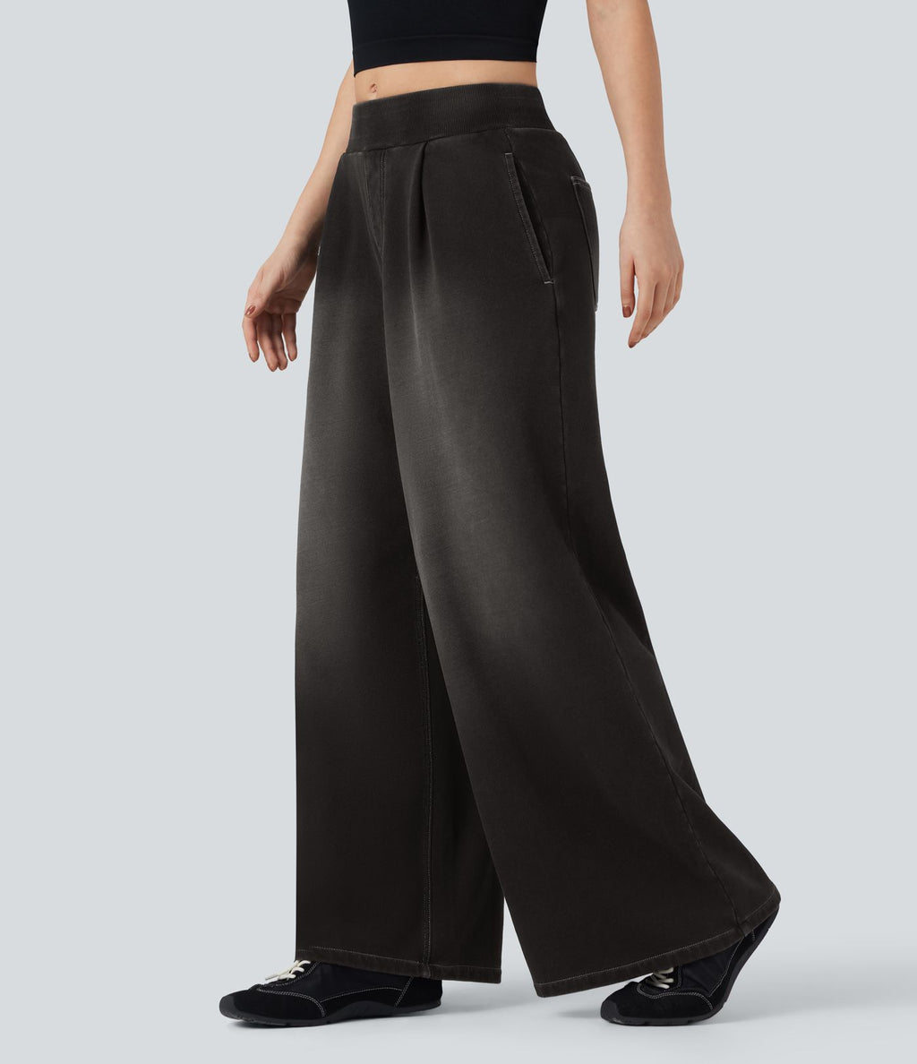 Jean jogging Halara Flex™ large évasé molleton français taille mi-haute avec poches