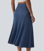 Halara Flex™ Jupe midi sirène drapée en denim lyocell délavé taille haute