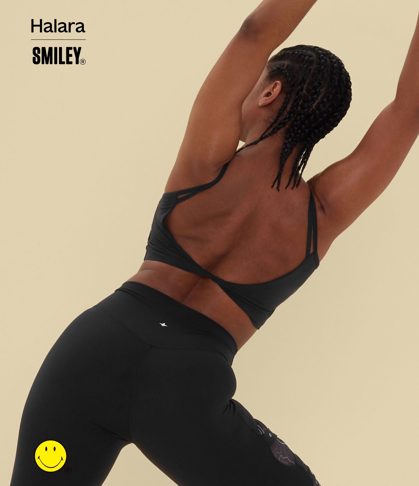 Débardeur de yoga cropped Halara X Smiley® Halara UltraSculpt™ à doubles bretelles dos torsadé ouvert