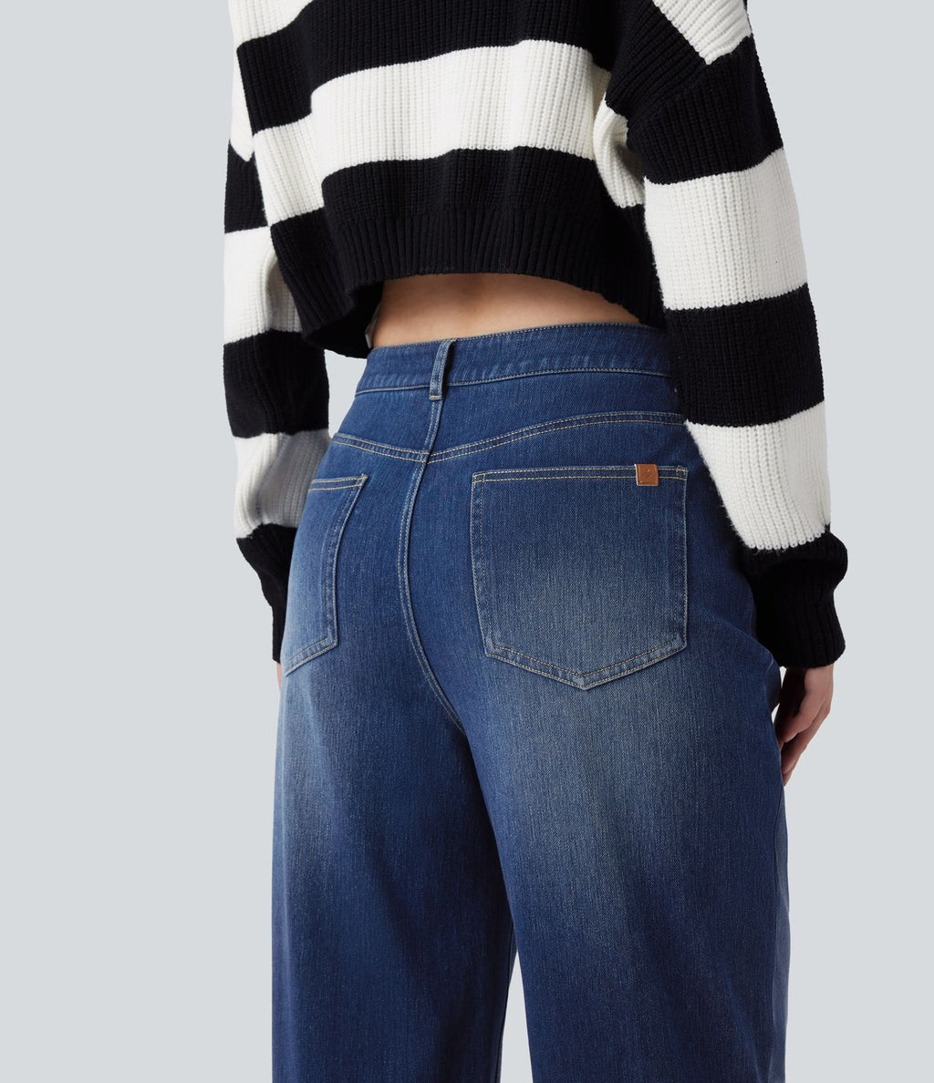 Halara Flex™ Jean coupe droite décontracté taille mi-haute avec poches