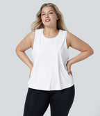 Débardeur de Yoga Grande Taille avec Découpe et Ourlet Croisé Uni