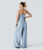 Breezeful™ Combinaison Dos Nu Poche Zippée Invisible Sur le Côté Jambe Large Séchage Rapide