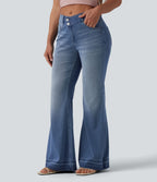 Halara Flex™ Jean évasé casual asymétrique taille mi-haute avec poches
