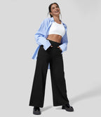 Halara Flex™ Jean Large Travail à Taille Haute Poches Multiples et Tricot Extensible