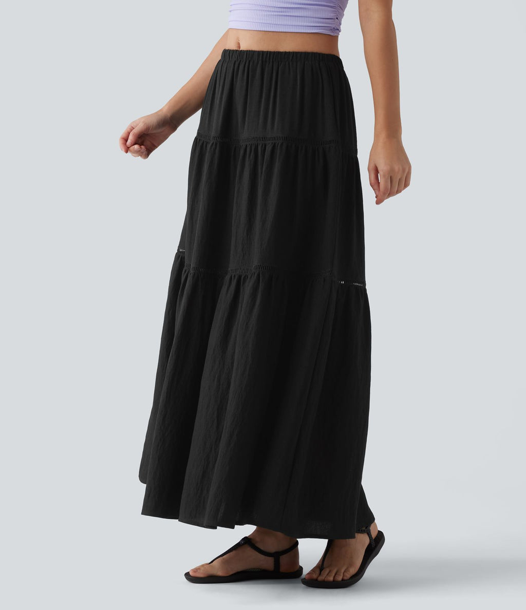 Jupe maxi fluide taille mi-haute