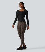 Halara HeatCore Haut de sport chauffant col rond manches longues ourlet asymétrique