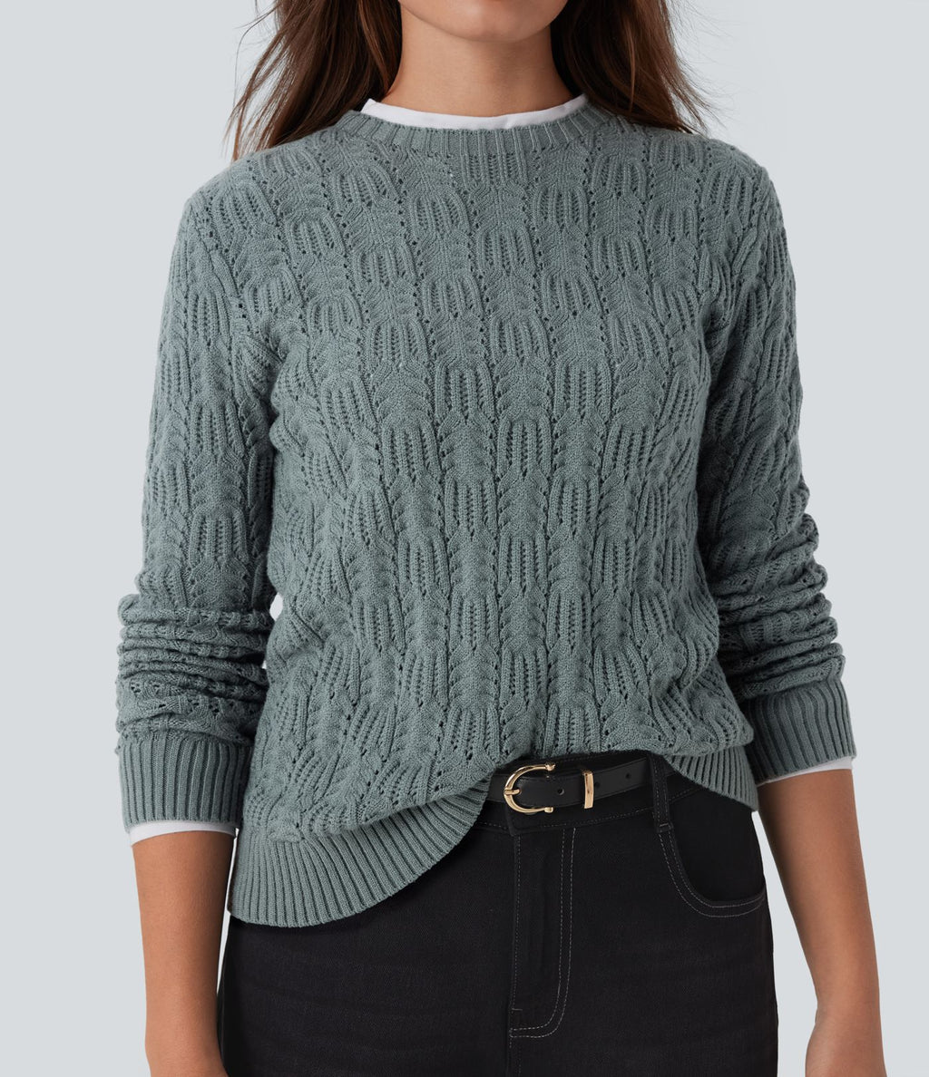 Pull décontracté col rond manches longues