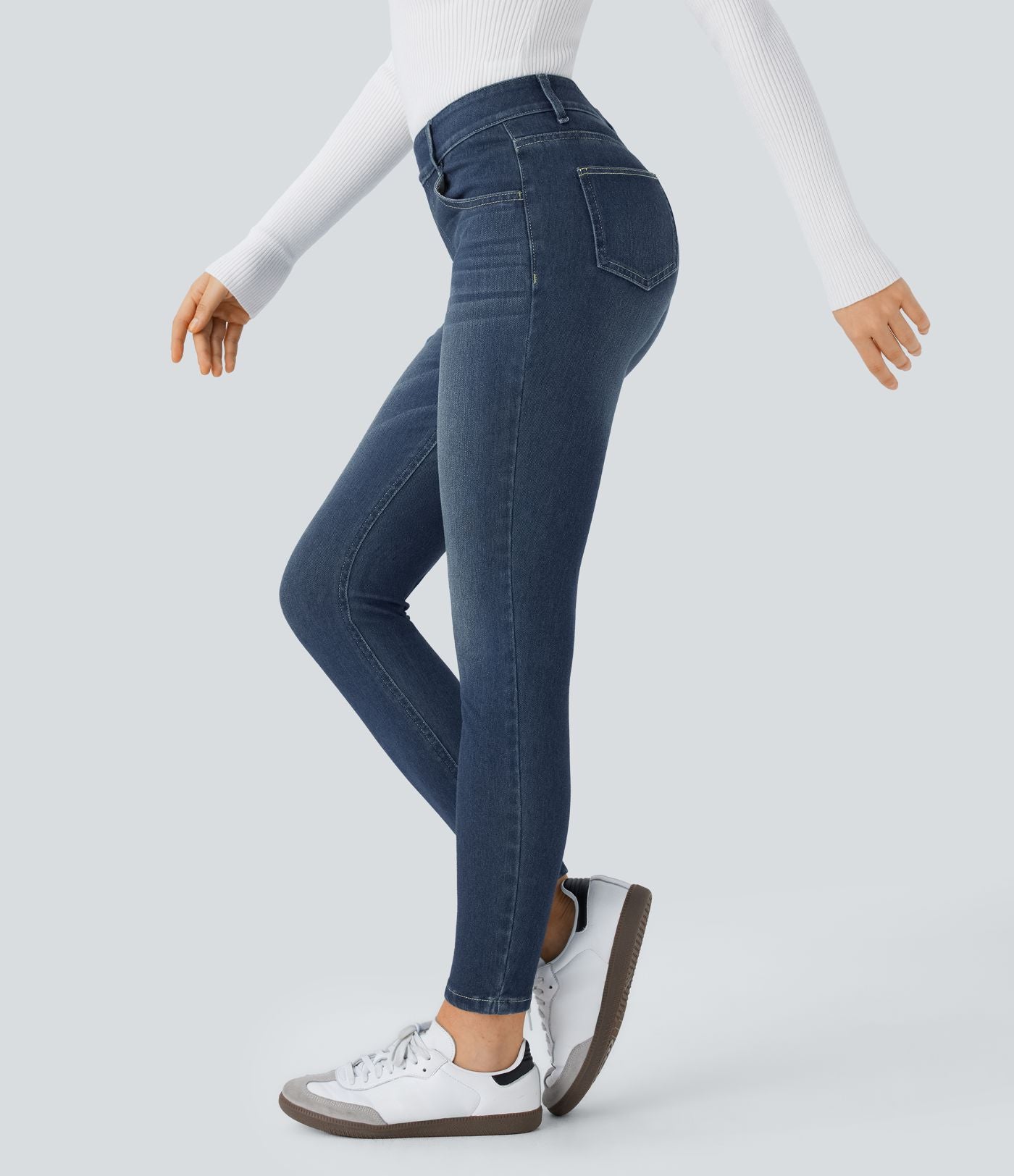 Jean skinny 7/8 décontracté taille mi-haute Halara Flex™ avec poches à enfiler