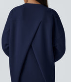Sweat-shirt décontracté en polaire, col rond, manches longues, poches latérales, coupe oversize