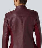 Veste polaire tissu enduit col montant zippée à manches longues avec poches