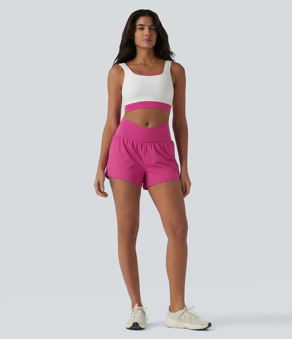 Short de yoga 2-en-1 SoftlyZero™ Airy croisé taille haute 7,5 cm effet frais InstantCool avec poches