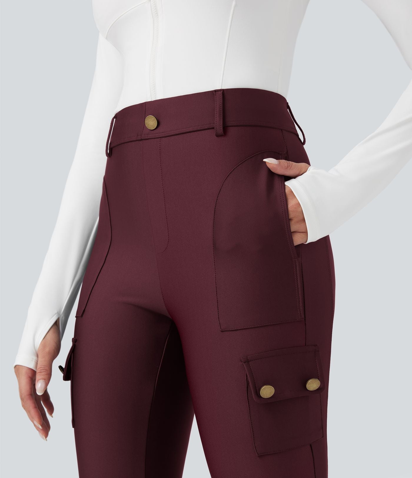 Legging 7/8 brillant taille haute avec poches