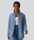 Chemise casual denim en lyocell manches longues avec poches