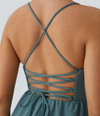 Breezeful™ Robe Casual Mini Fluide à Séchage Rapide à Volants Superposés Dos Nu et Lacée