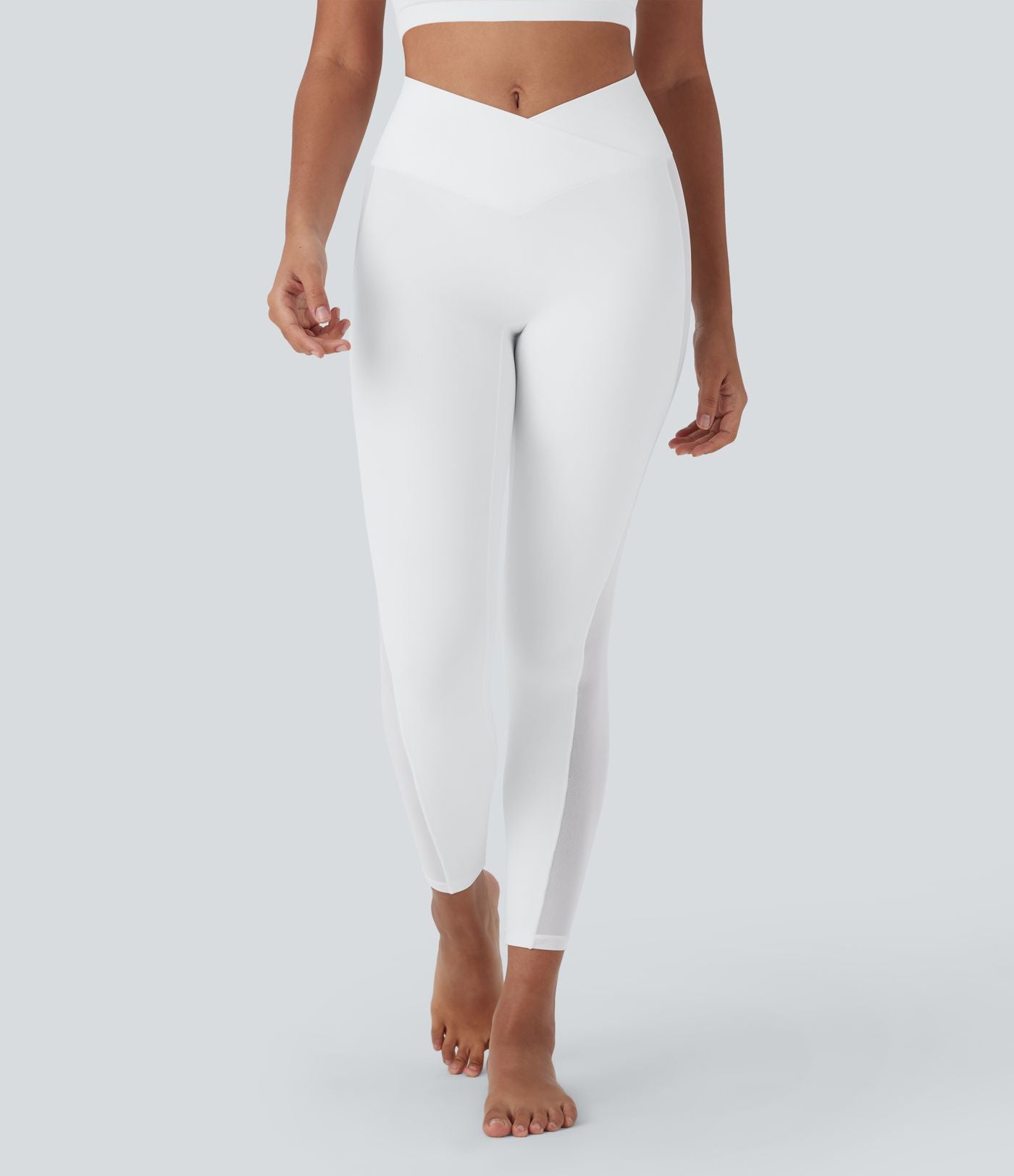 Legging de yoga Softlyzero™ taille haute croisé avec filet contrasté, poche et protection UPF50+