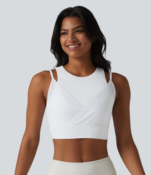 Brassière de sport SoftlyZero™ Airy à maintien léger, croisée, en mesh respirant, 2-en-1, avec brassière intégrée, à effet frais InstantCool, protection solaire UPF50+