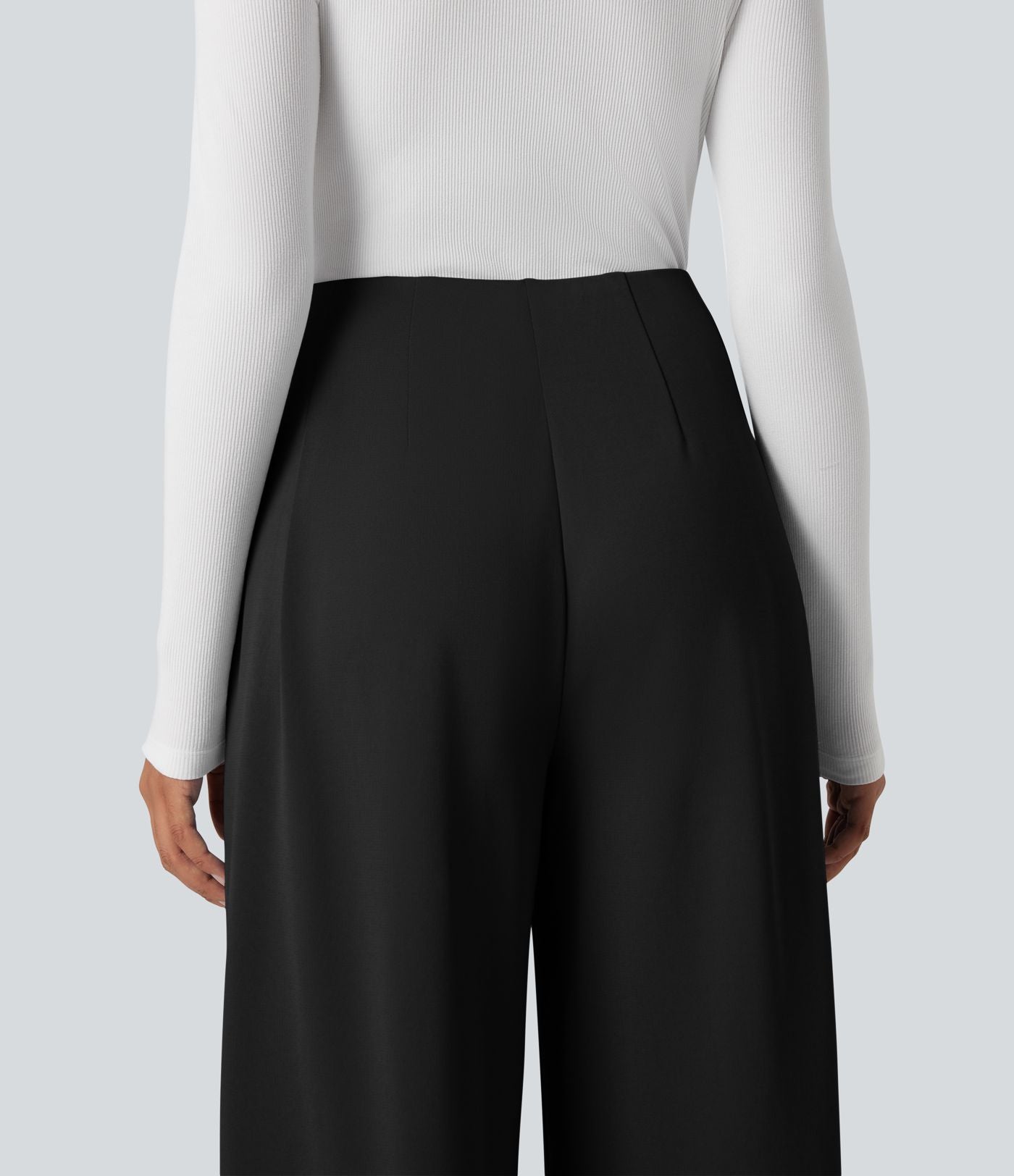 Pantalon tailleur large taille haute en crêpe avec poches Halara Flex™