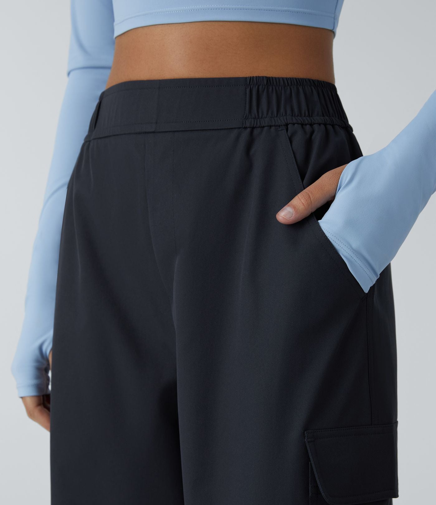 Pantalon cargo de camping déperlant et résistant à l’usure, taille haute, avec poches