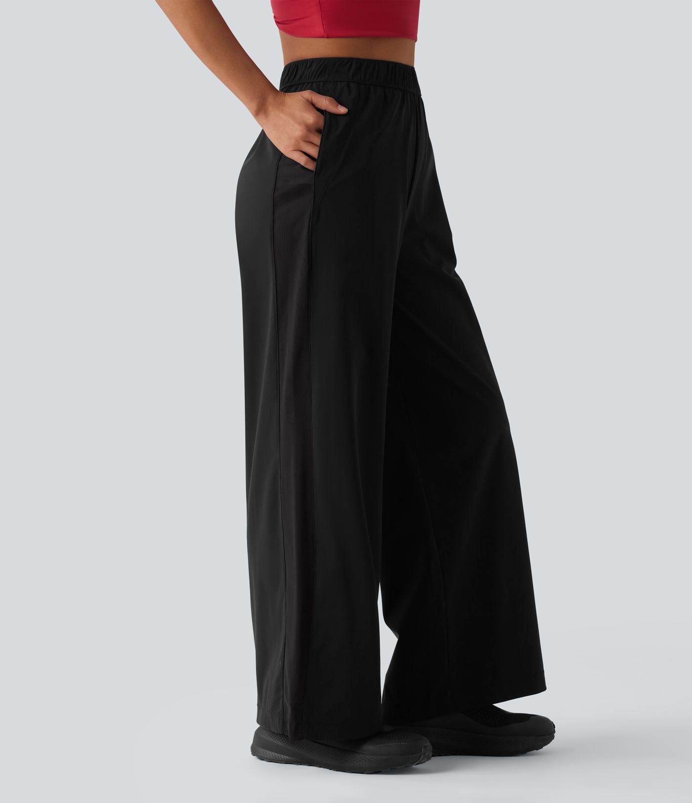 Pantalon sport coupe droite taille mi-haute mesh contrasté effet frais InstantCool séchage rapide avec poches, protection solaire UPF40+