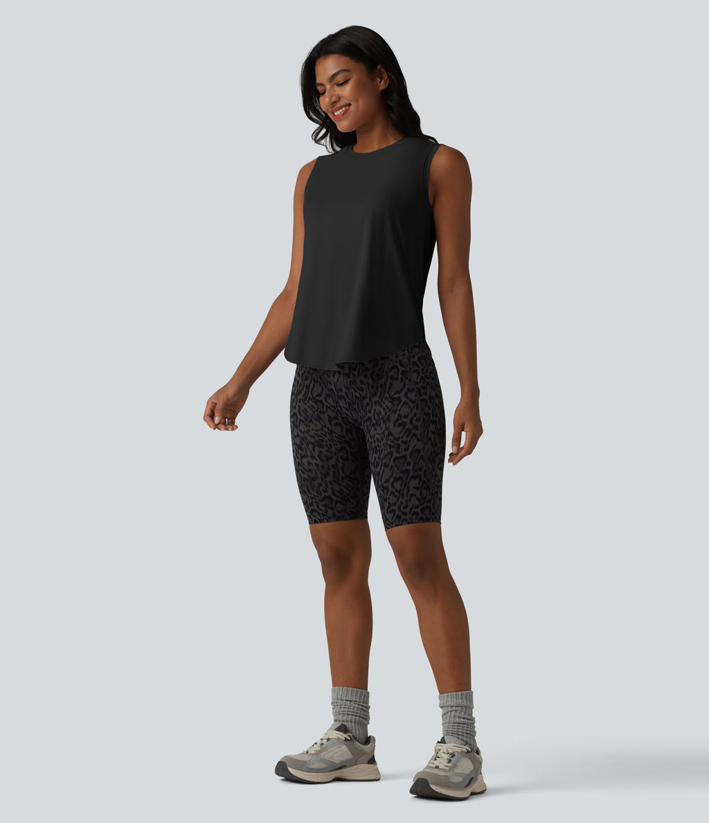 Débardeur de sport à col rond et ourlet arrondi, doux au toucher, protection solaire UPF50+