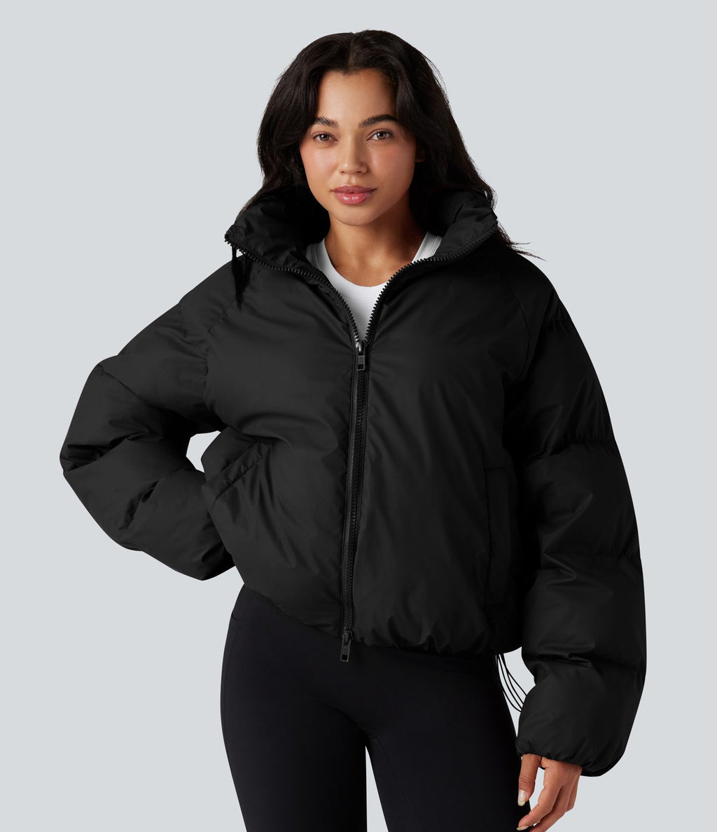 Doudoune casual oversize à col montant avec ourlet à cordon de serrage et poches